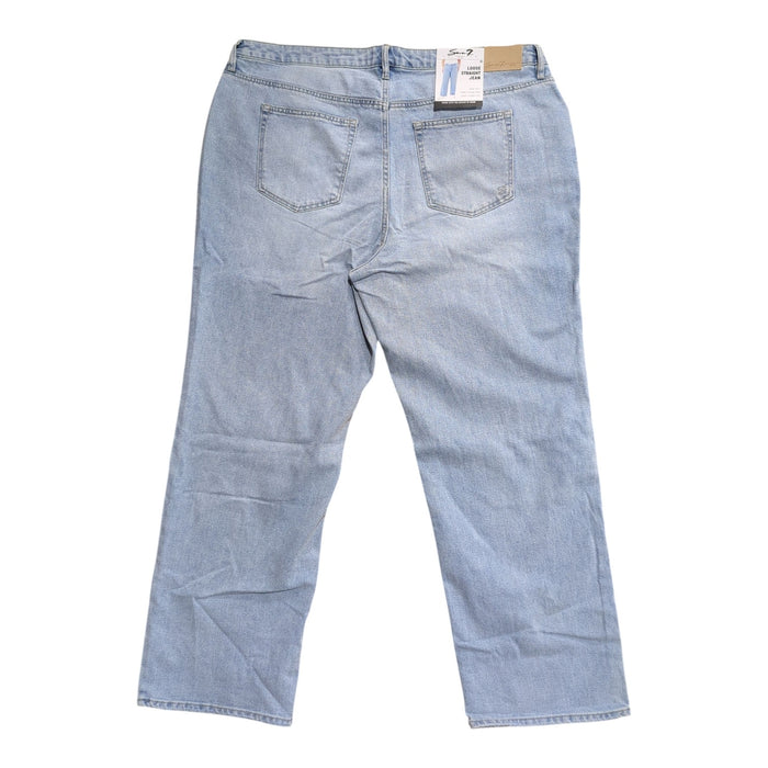 Seven7 Women's Plus High Rise Fitted Waist Loose Fit 5 Pocket Straight Jean