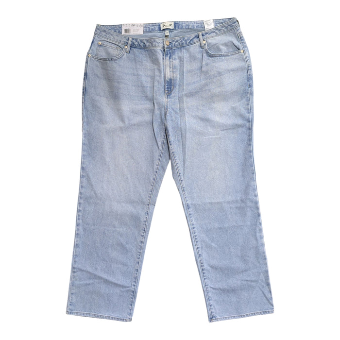Seven7 Women's Plus High Rise Fitted Waist Loose Fit 5 Pocket Straight Jean