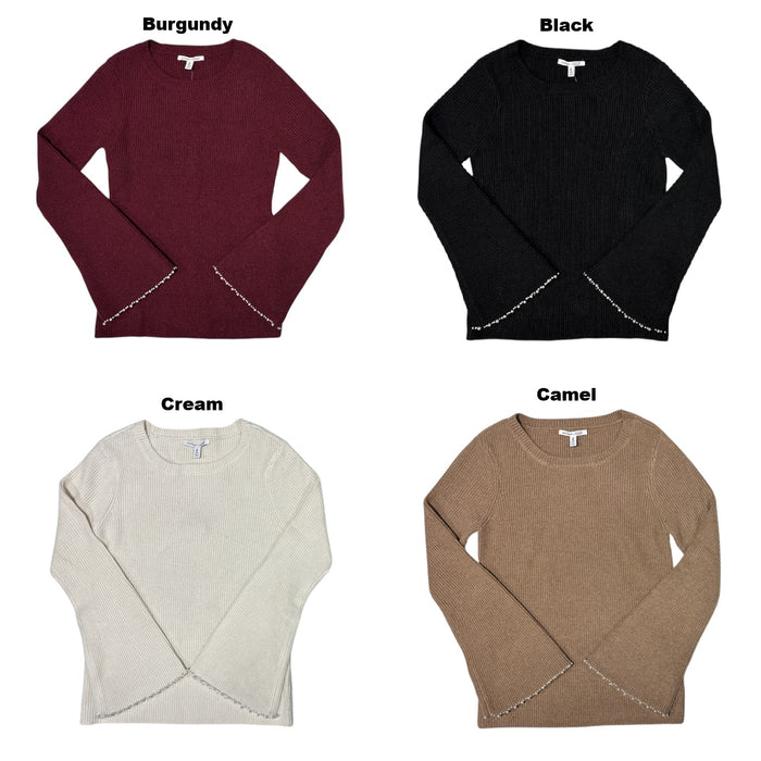 Edited by Hunter McGrady Women's Pearl Trim Bell Sleeve Sweater