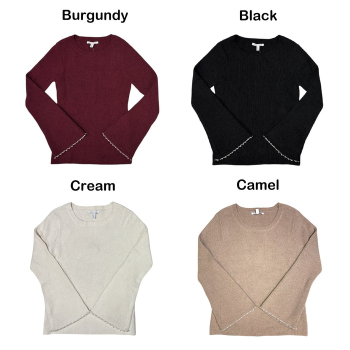 Edited by Hunter McGrady Women's Pearl Trim Bell Sleeve Sweater, Plus Size