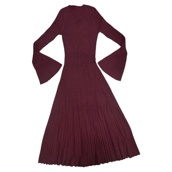 Edited x Hunter McGrady Women's Long Sleeve Flare Ribbed Midi Sweater Dress