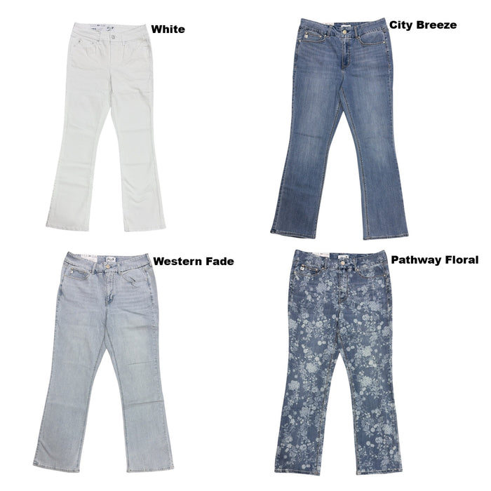 Seven7 Women's High Rise Tummyless Regular Fit Bootcut Stretch Denim Jeans