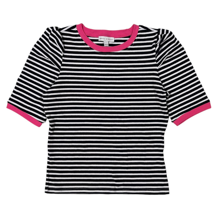 Rebecca Minkoff Women's Regular Fit Soft Rib Knit Puff Sleeve Top