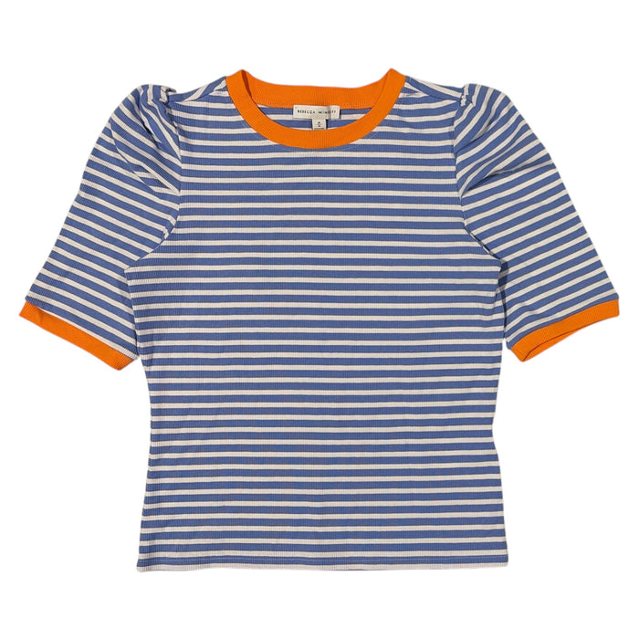 Rebecca Minkoff Women's Regular Fit Soft Rib Knit Puff Sleeve Top