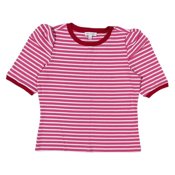 Rebecca Minkoff Women's Regular Fit Soft Rib Knit Puff Sleeve Top