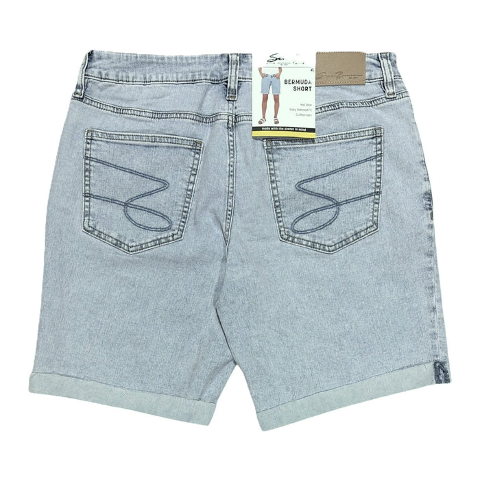 Seven7 Women's Relaxed Fit Mid Rise Stretch Denim Bermuda Short