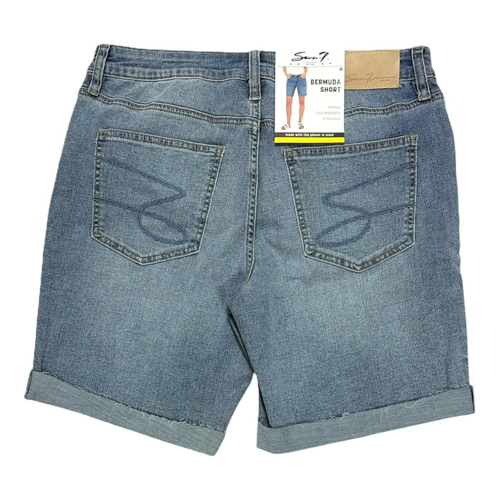 Seven7 Women's Relaxed Fit Mid Rise Stretch Denim Bermuda Short