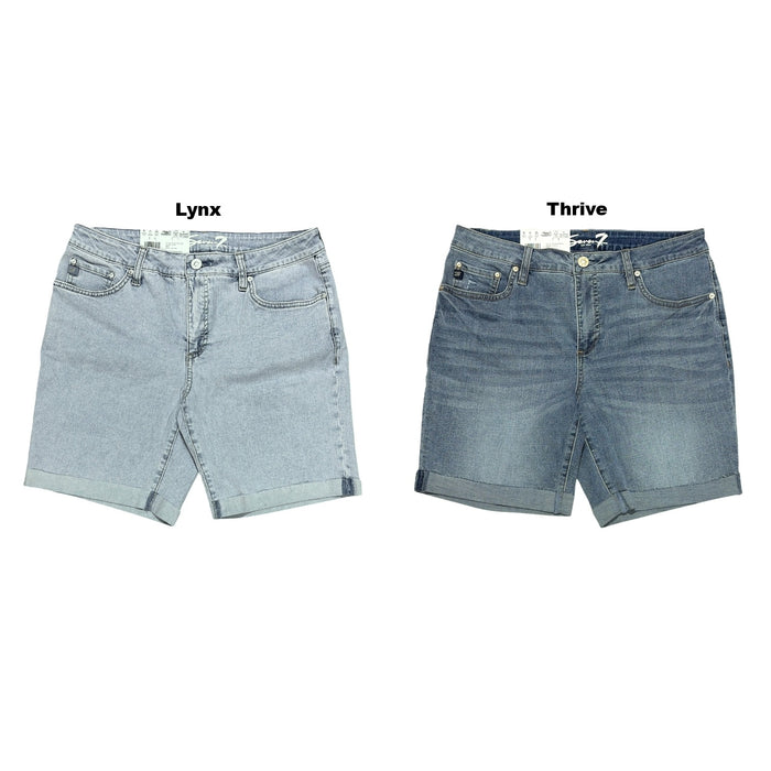 Seven7 Women's Relaxed Fit Mid Rise Stretch Denim Bermuda Short