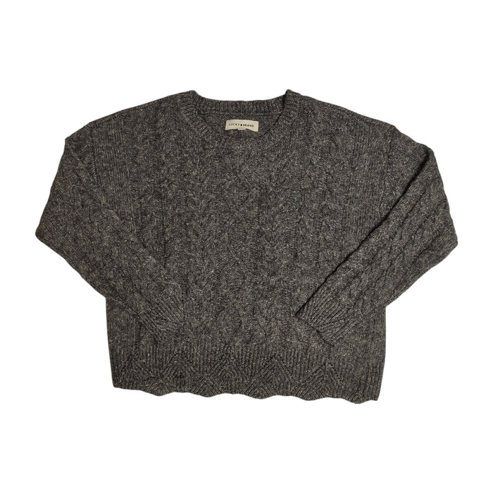 Lucky Brand Women's Lightweight Scallop Edge Hemmed Cable Knit Sweater