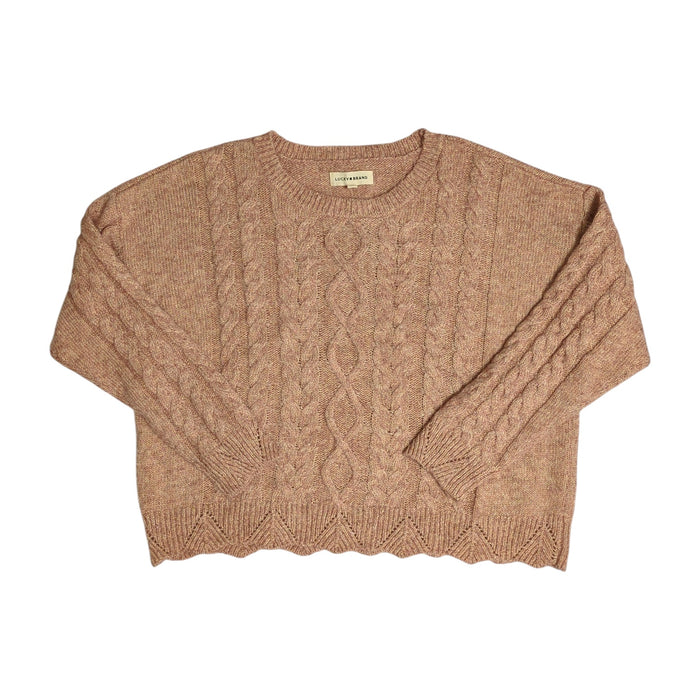 Lucky Brand Women's Lightweight Scallop Edge Hemmed Cable Knit Sweater