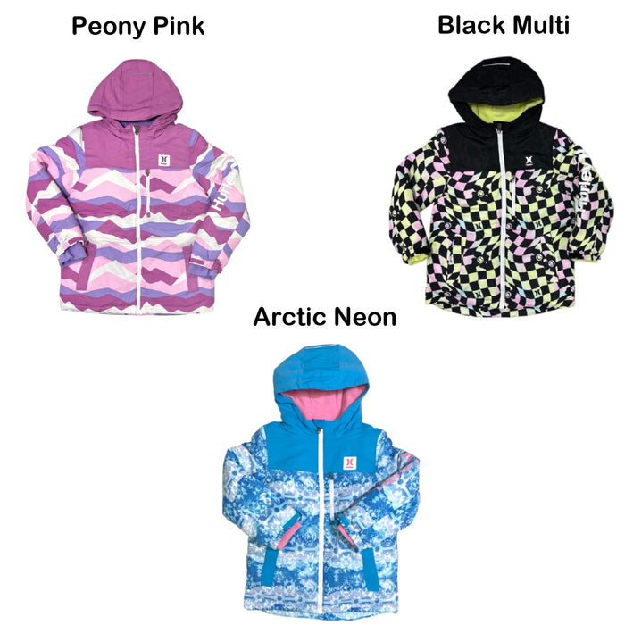 Hurley Girls Warm Artic Fleece Lined Water Resistant Multi Pocket Snow Jacket