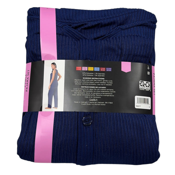 Cuddl Duds 3-Piece Relaxed Fit Soft Knit Ribbed Scoop Neck Pajama Set