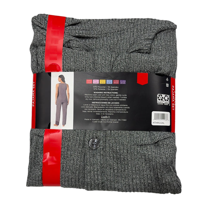 Cuddl Duds 3-Piece Relaxed Fit Soft Knit Ribbed Scoop Neck Pajama Set