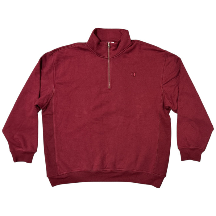 Champion Men's Midweight Embroidered Logo Quarter-Zip Mock Neck Pullover