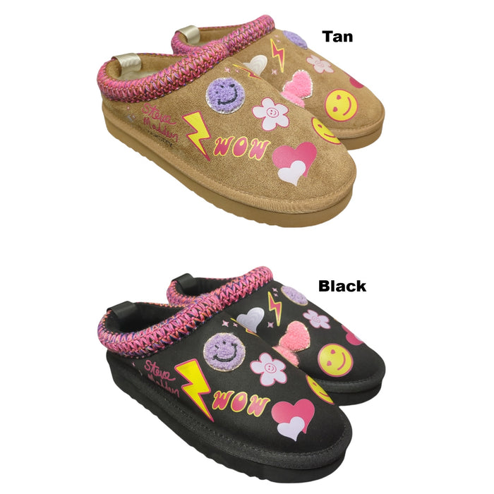 Steve Madden Girls Faux Fur Lined Everyday Slip-On Slipper