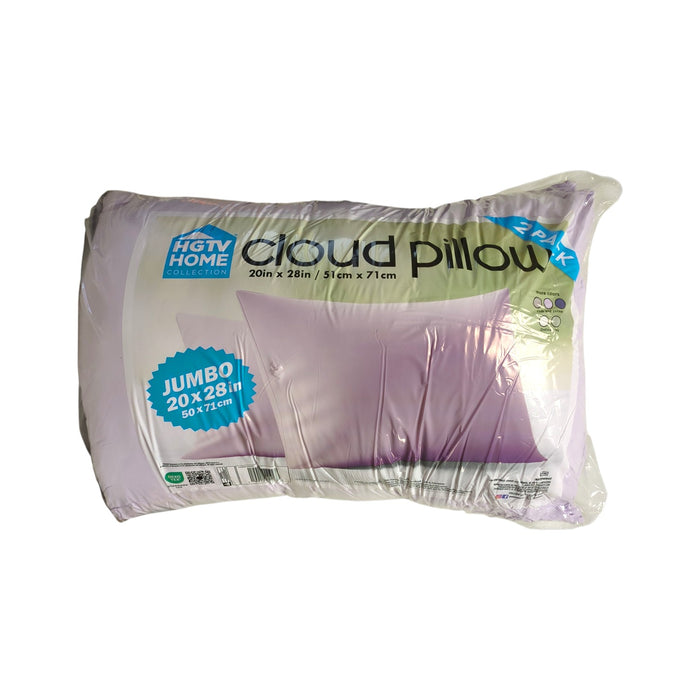 HGTV 2-Pack Fun Extremely Soft & Cozy Cloud Bed Pillow, 20" x 28"
