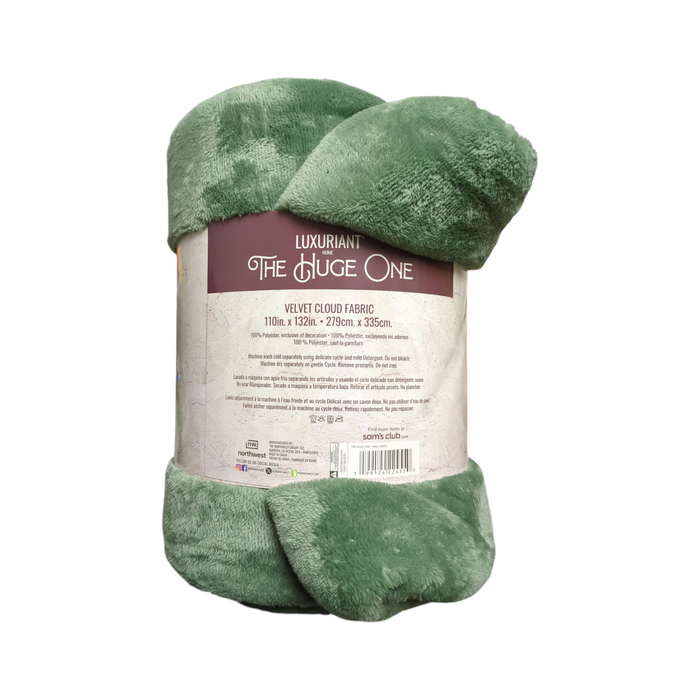 Luxuriant Home The Huge One Family-Sized Velvet Cloud Blanket, Sage Green