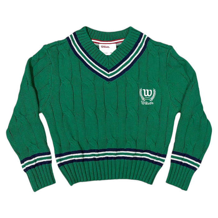 Wilson Girls Lightweight V-Neck Cable Knit Varsity Sweater