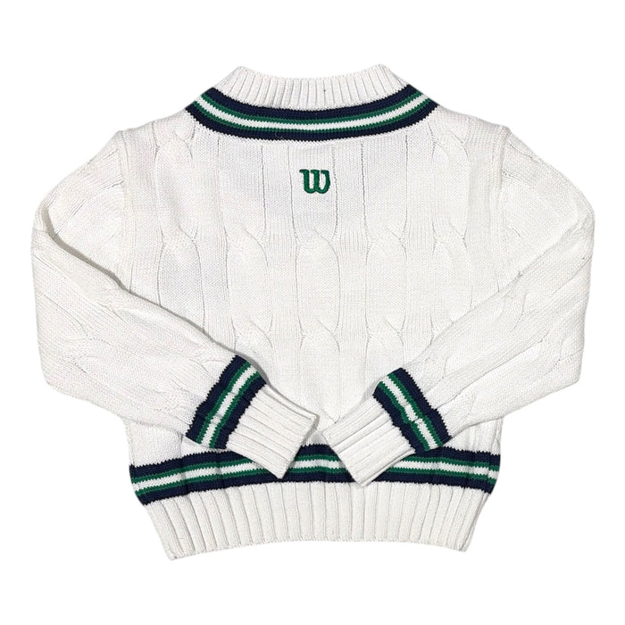 Wilson Girls Lightweight V-Neck Cable Knit Varsity Sweater