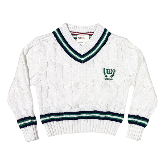 Wilson Girls Lightweight V-Neck Cable Knit Varsity Sweater