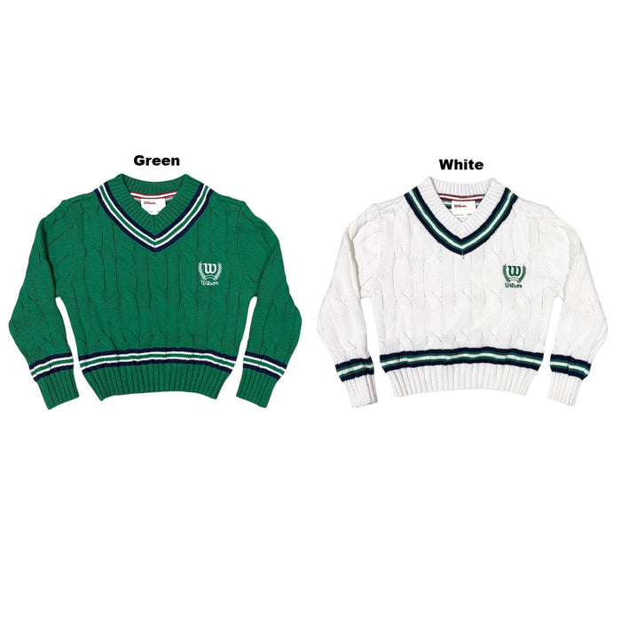 Wilson Girls Lightweight V-Neck Cable Knit Varsity Sweater