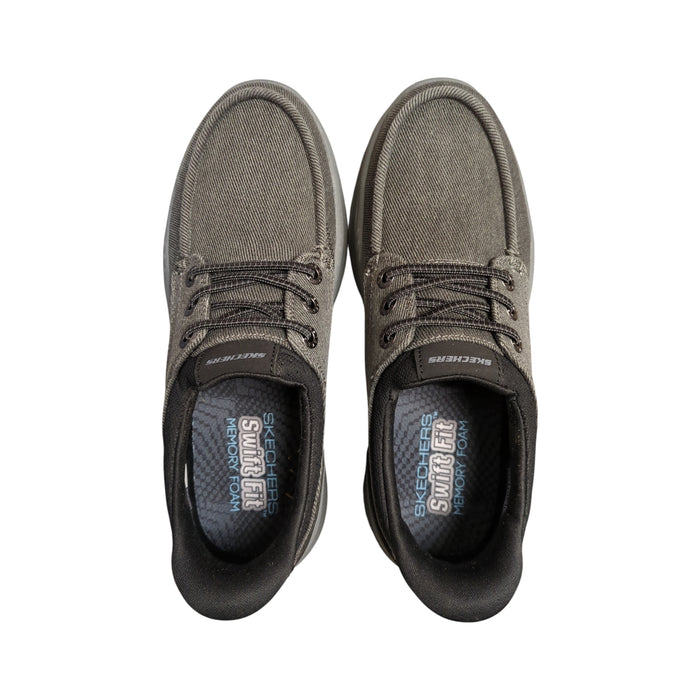 Skechers Men's Canvas Swift Fit Bungee Laced Casual Sneaker, Wide