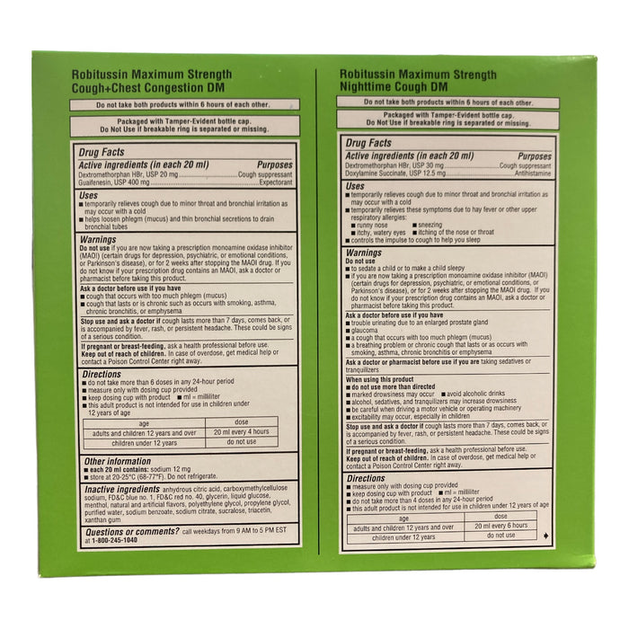 Robitussin DM Max Day and Night Cough Relief Pack 2-8 oz, 1-4 oz, 3 Bottles
