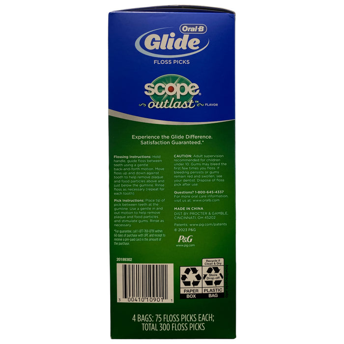 Oral-B Glide Floss Picks, Scope Outlast, 75ct, 4 pk