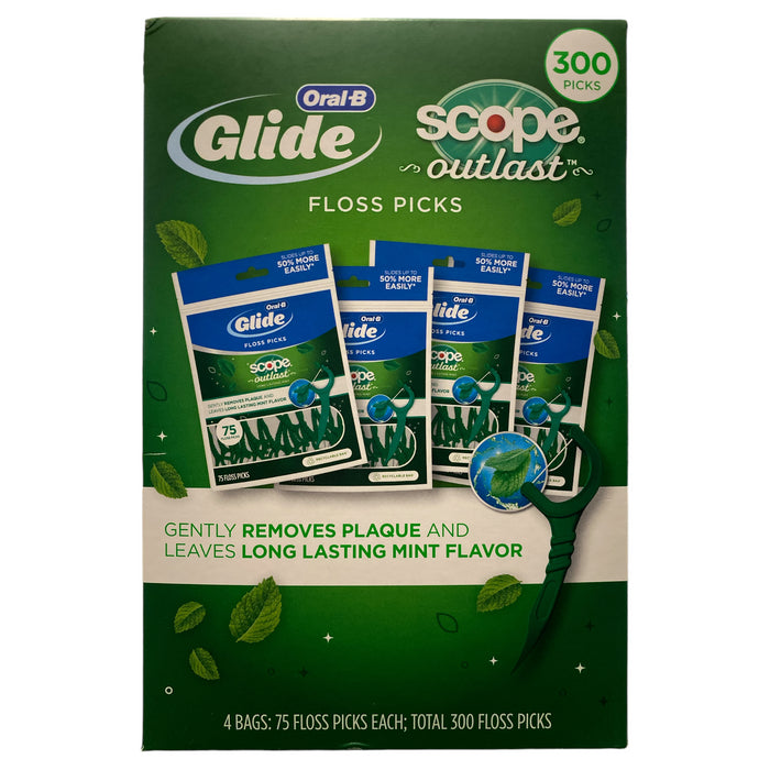 Oral-B Glide Floss Picks, Scope Outlast, 75ct, 4 pk