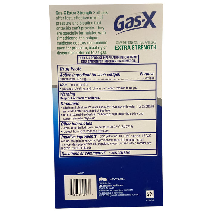 Gas-X Extra Strength Gas Relief Soft Gels, Simethicone 125 mg, 120 ct