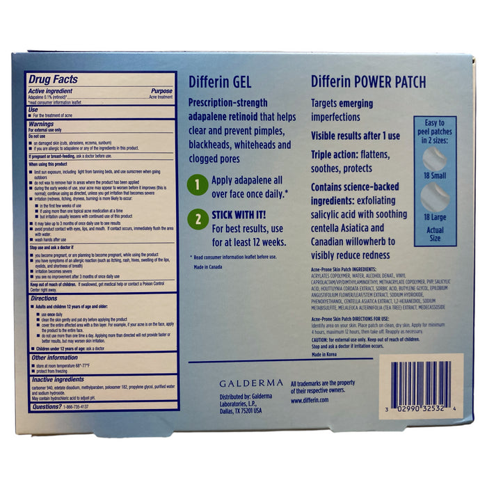 Differin Daily Adapalene Gel Full Face Acne Treatment Regimen Kit