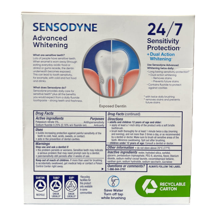 Sensodyne Advanced Whitening Toothpaste, 6.5 oz., 4 pk