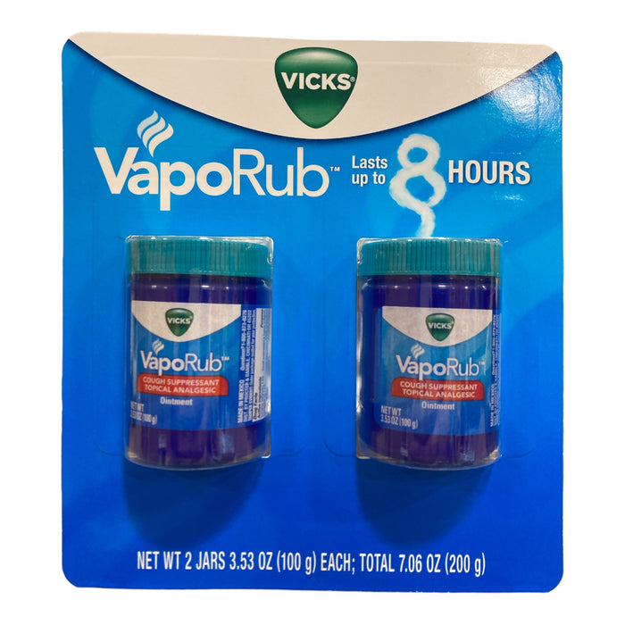 Vicks VapoRub Cough Suppressant and Topical Analgesic Oinment, 3.53 oz, 2pk