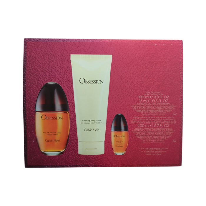 Obsession by Calvin Klein for Women 3pc Gift Set 3.3oz/0.5oz Spray, 6.7oz Lotion