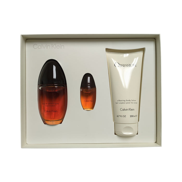 Obsession by Calvin Klein for Women 3pc Gift Set 3.3oz/0.5oz Spray, 6.7oz Lotion