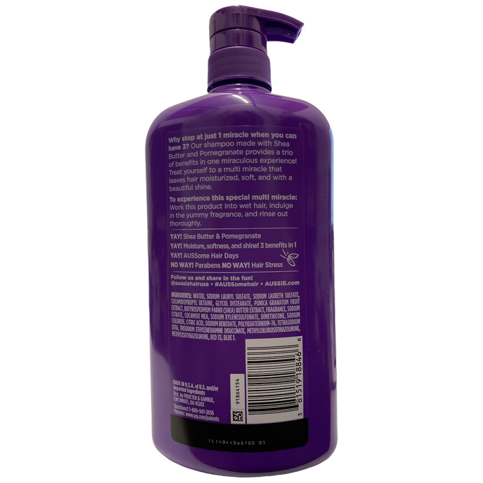 Aussie Multi Miracle Shampoo Moisture + Softness + Shine, 33.8 floz