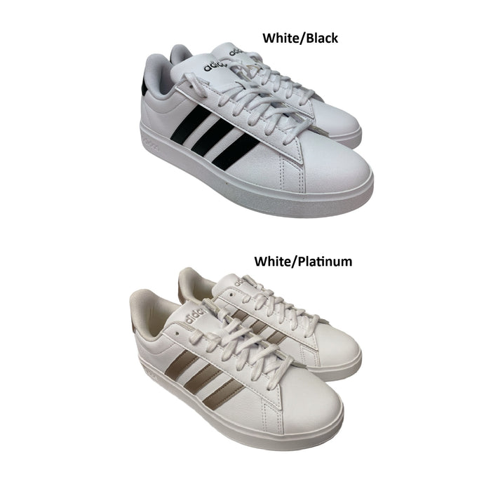 Adidas Women's Lace Up Grand Court 2.0 Cloudfoam Lifestyle Low-Top Shoes