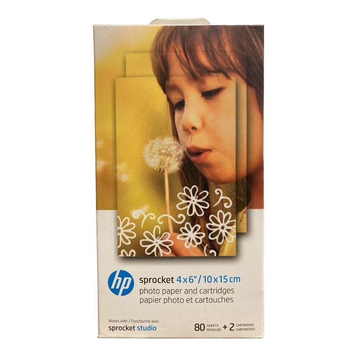 HP Sprocket Studio 80 Sheets 4x6 Photo Paper & 2 Cartridges