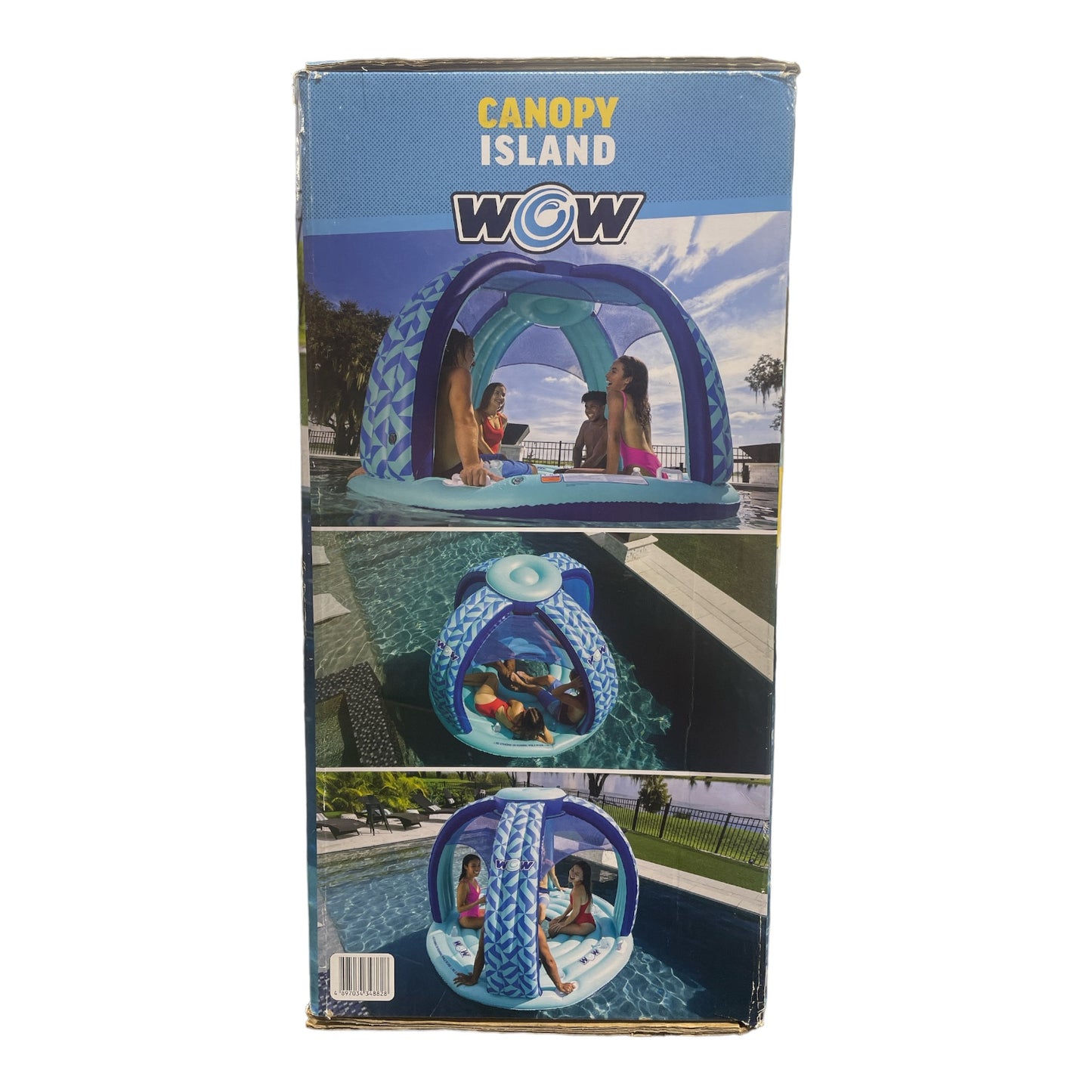 WOW Sports Pool Island Float, Inflatable Float with Canopy, Blue ...