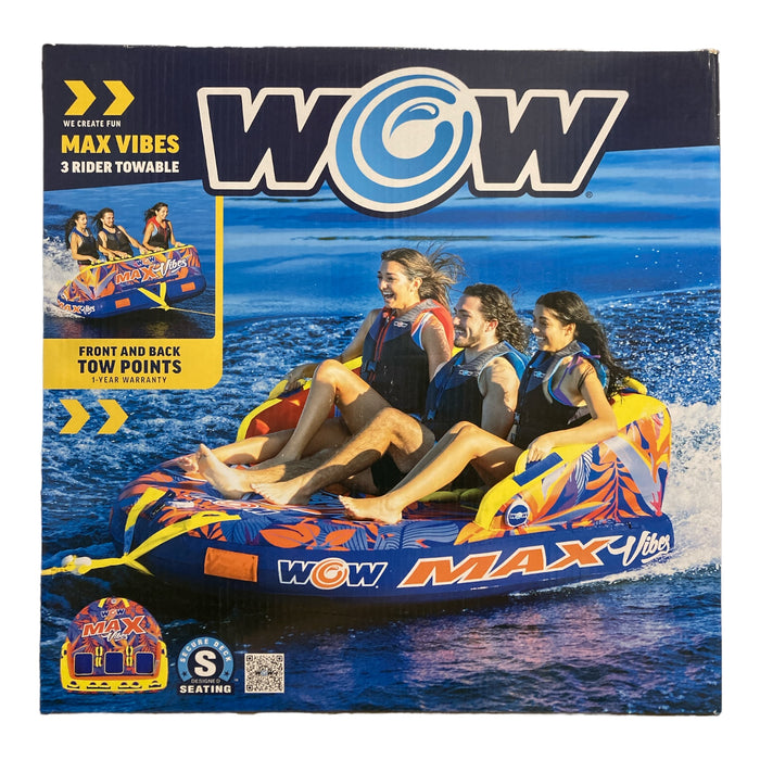 *Open Box* WOW Sports Inflatable Towable Tube, with Two Tow Points (Vibes)