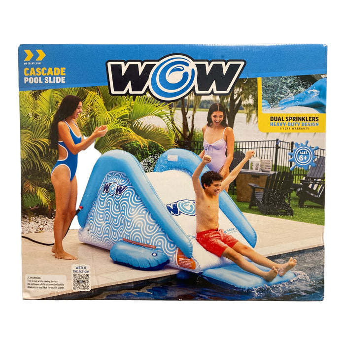 WOW Sports Cascade Pool Slide, Inflatable Slide with Dual Sprinklers