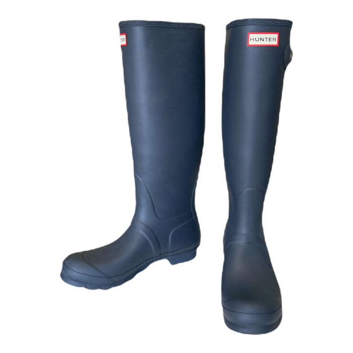 Hunter Women's Original Tall Waterproof Pull On Matte Rain Boots, Navy, Size 9