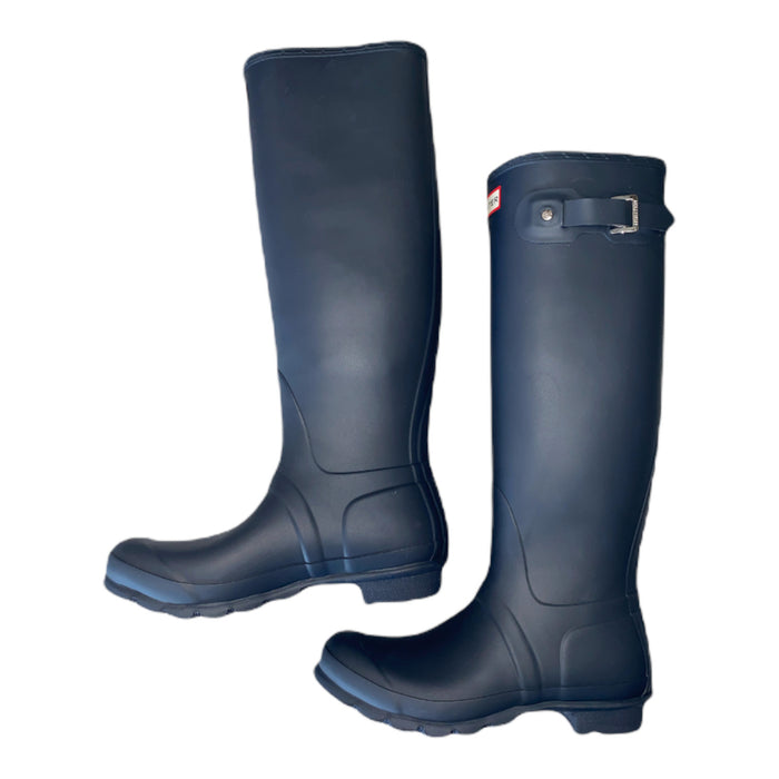 Hunter Women's Original Tall Waterproof Pull On Matte Rain Boots, Navy, Size 9