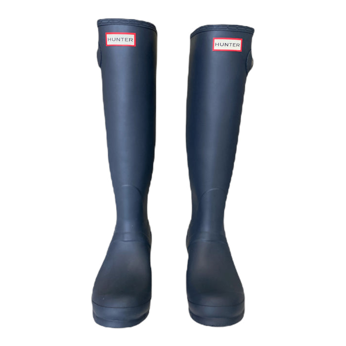 Hunter Women's Original Tall Waterproof Pull On Matte Rain Boots, Navy, Size 9
