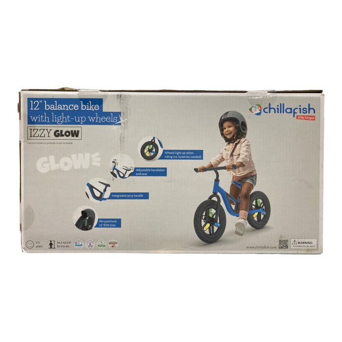 Chillafish Izzy Glow 12" Balance Bike with Light Up Wheels, Blue