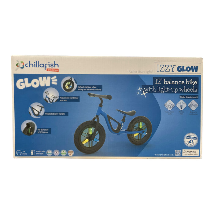 Chillafish Izzy Glow 12" Balance Bike with Light Up Wheels, Blue