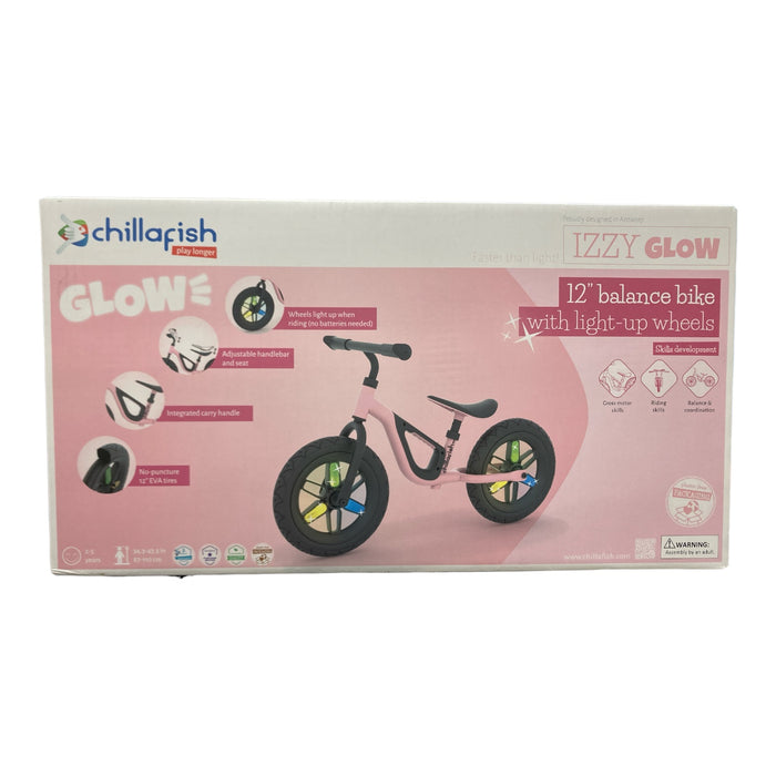 Chillafish Izzy Glow 12" Balance Bike with Light Up Wheels, Pink