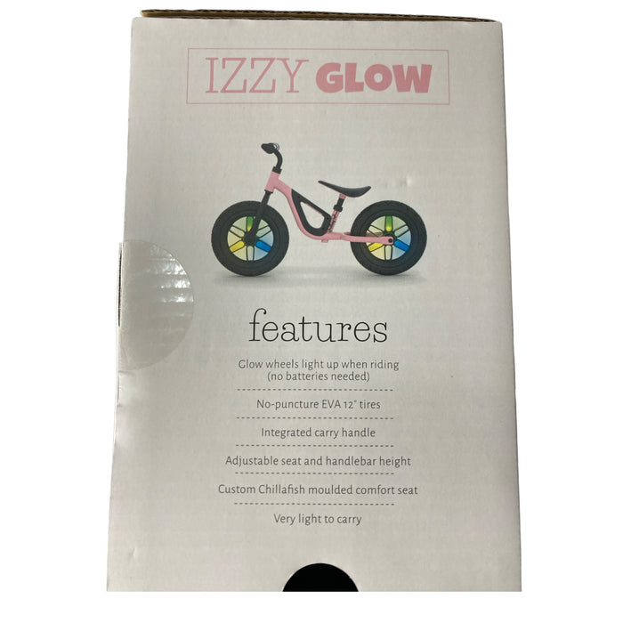 Chillafish Izzy Glow 12" Balance Bike with Light Up Wheels, Pink