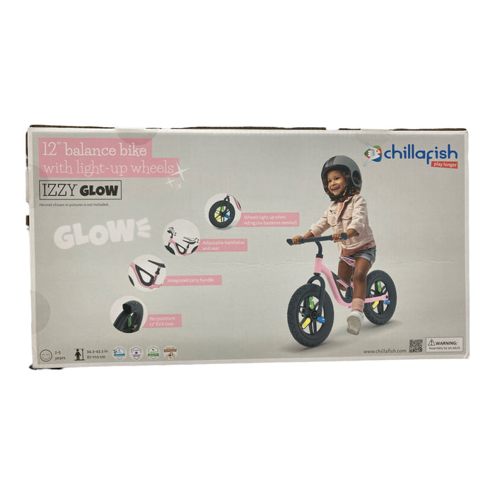 Chillafish Izzy Glow 12" Balance Bike with Light Up Wheels, Pink