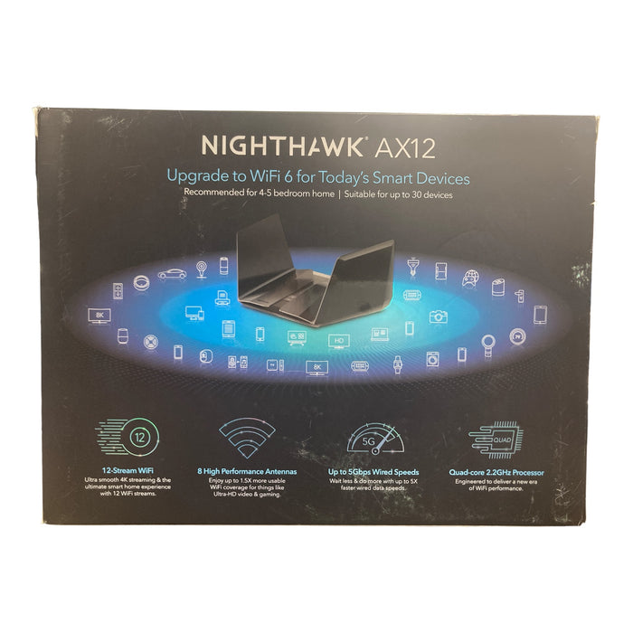 NETGEAR Nighthawk WiFi 6 Router (RAX120) 12-Stream Dual-Band Gigabit Router